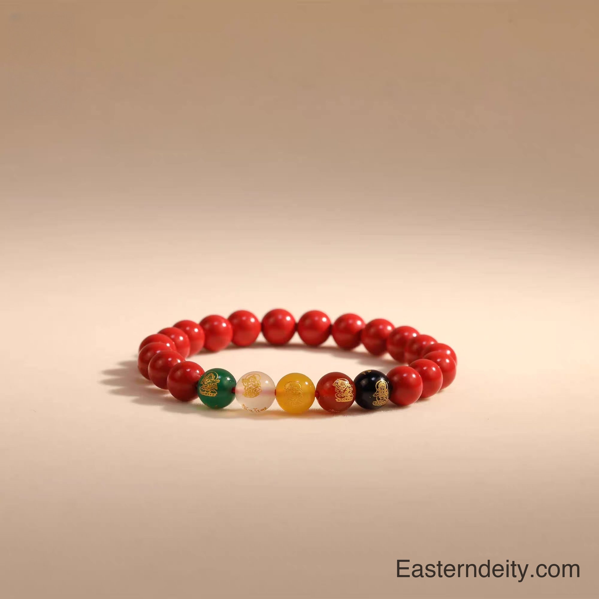 Pulsera de cinabrio de los cinco dioses orientales de la riqueza – Mujer