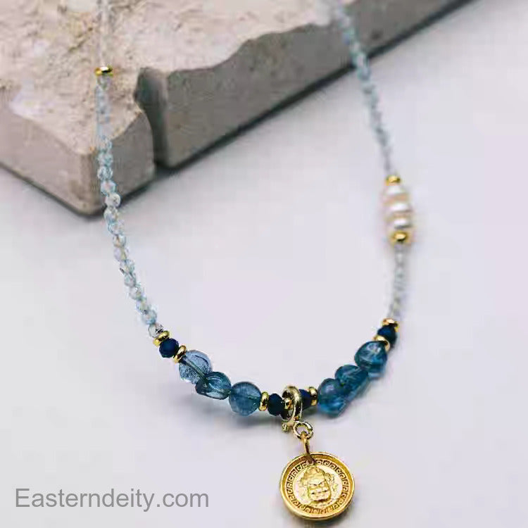 Tibetan Yellow Jambhala Topaz & Pearl Bracelet