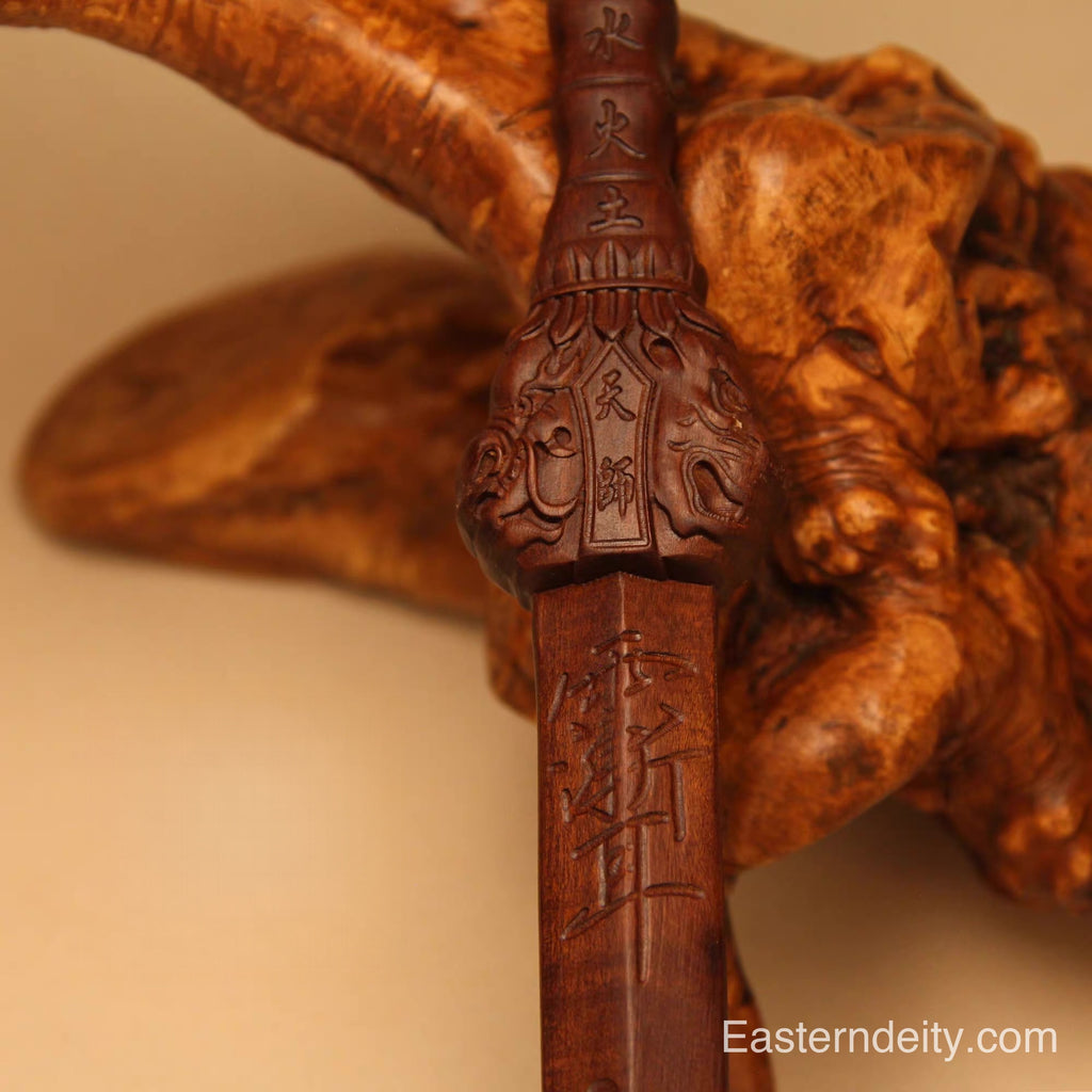 Eastern Handcrafted Ziwei Seal Thunder-Struck Peach Wood Ritual Sword