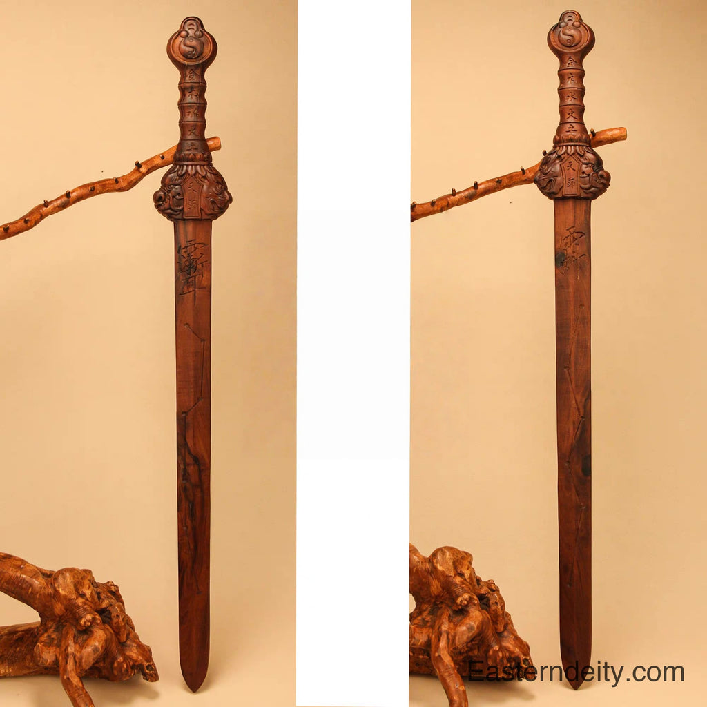 Eastern Handcrafted Ziwei Seal Thunder-Struck Peach Wood Ritual Sword