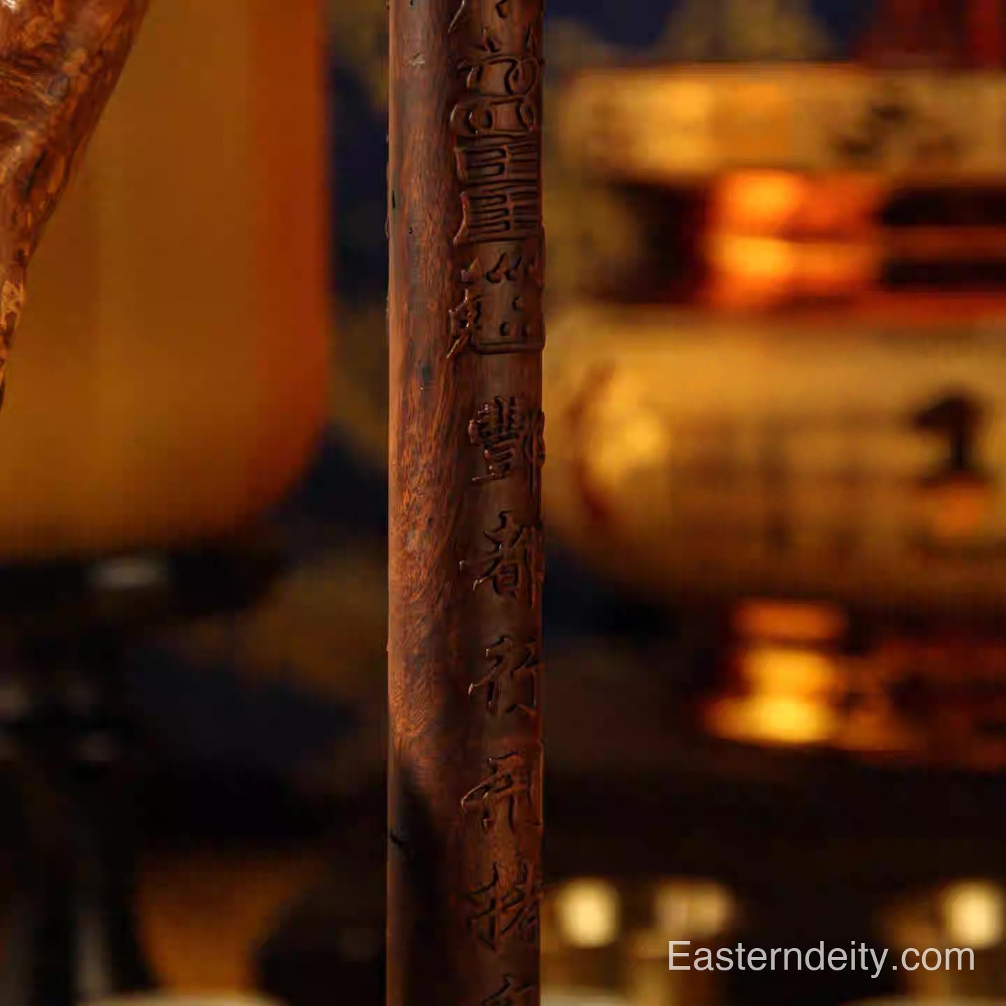 Eastern Thunder-Struck Wood Ritual Staff – Hand-Carved Exorcism Rod