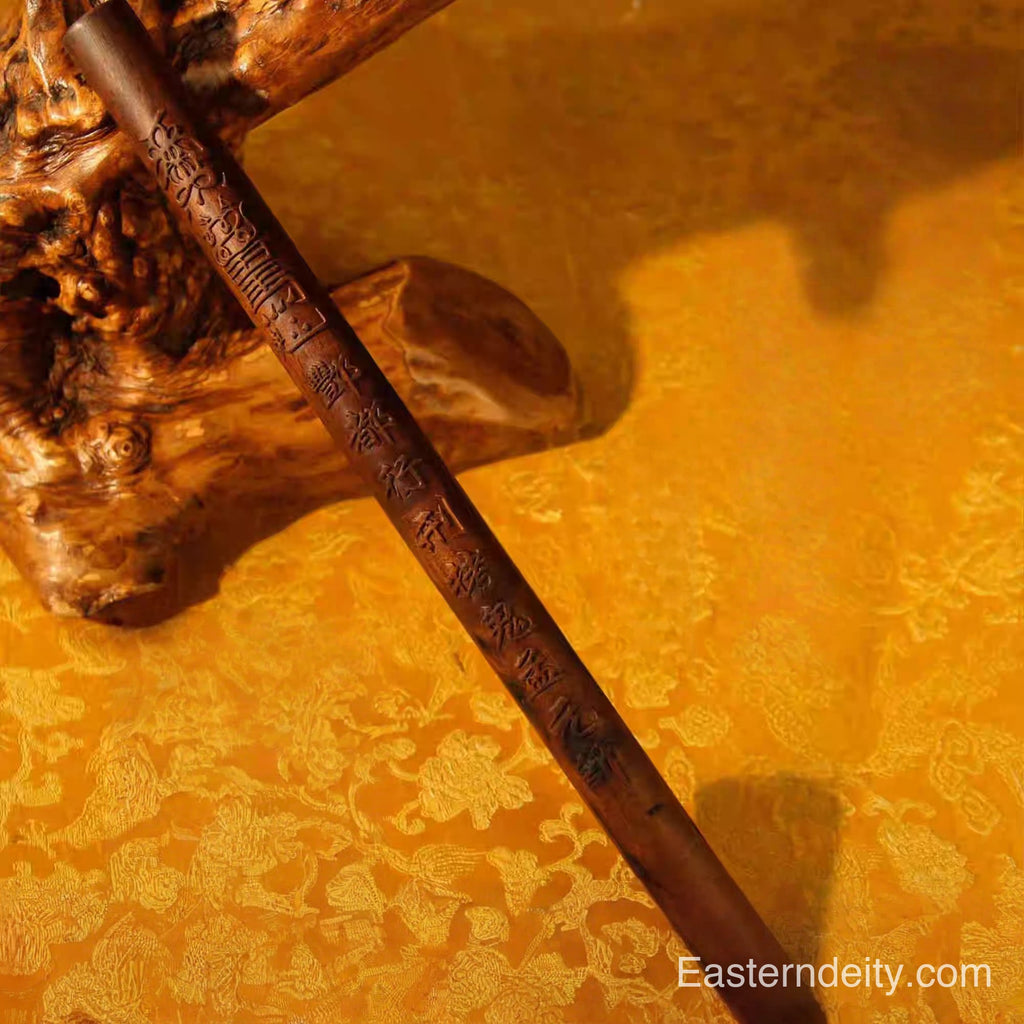 Eastern Thunder-Struck Wood Ritual Staff – Hand-Carved Exorcism Rod