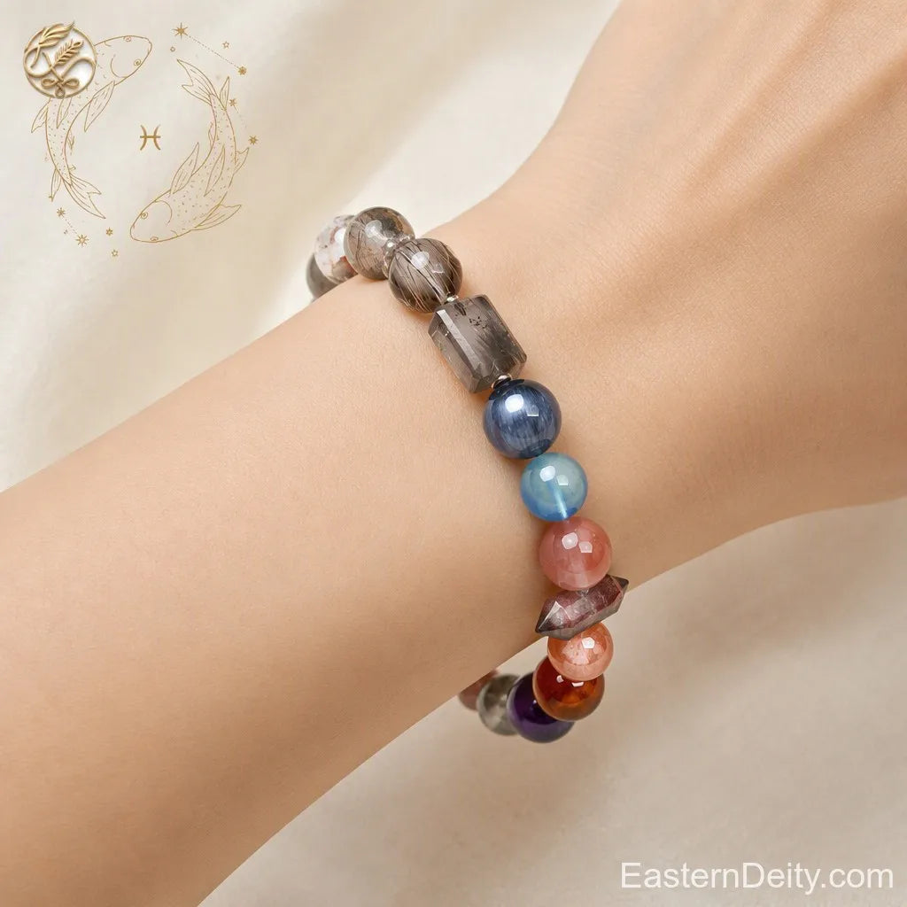 ♓ Pisces Zodiac Crystal Bracelet — The Fishes - Detail