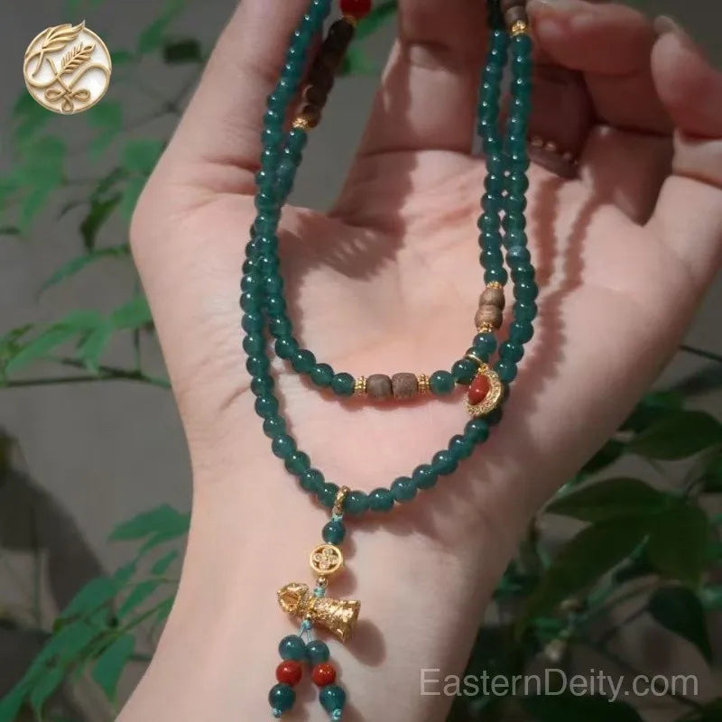 Agarwood Jadeite Bracelet — 18K Gold Spacer · Handcrafted Incense Beads