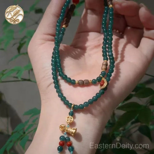 Agarwood Jadeite Bracelet — 18K Gold Spacer · Handcrafted Incense Beads