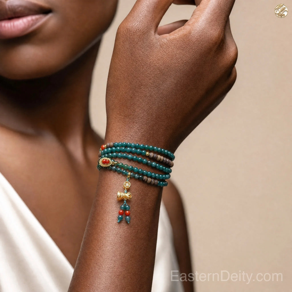 Agarwood Jadeite Bracelet — 18K Gold Spacer · Handcrafted Incense Beads