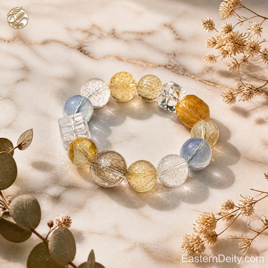 Gouden Rutielkwarts Armband · Verzamelaarsset — Premium Natuurlijke Edelstenen