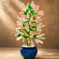Peach Citrine Bonsai — Cobalt Blue Vase