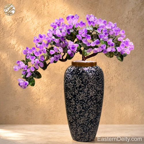 Amethyst Bonsai — Blue & White Porcelain Vase