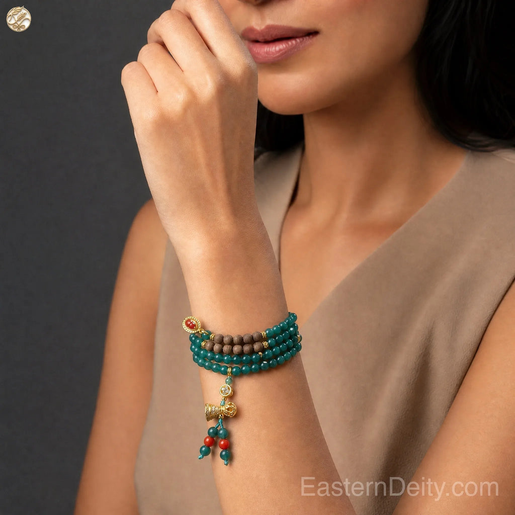 Agarwood Jadeite Bracelet — 18K Gold Spacer · Handcrafted Incense Beads