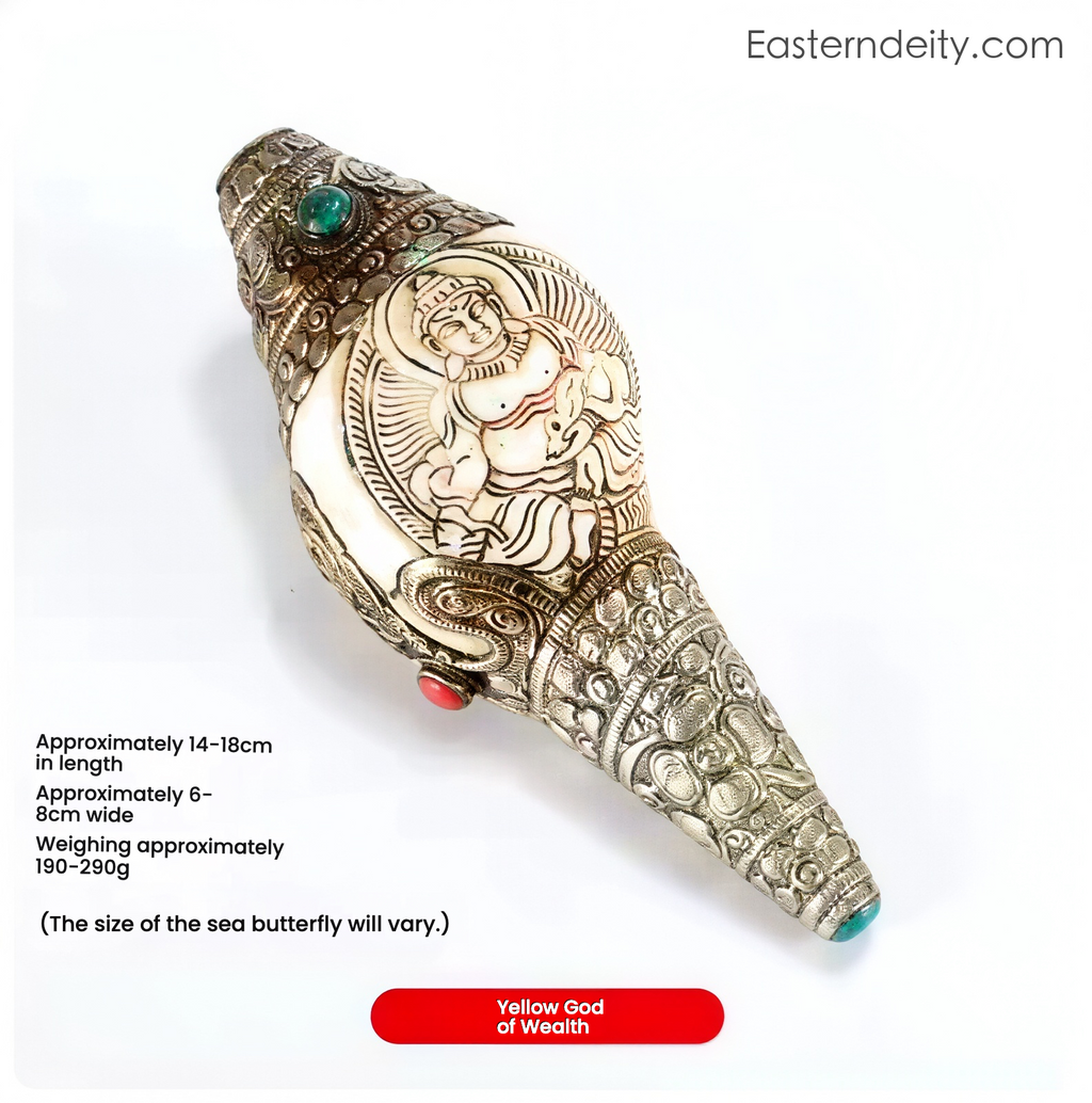 Himalayan Sacred Deity Visage Conch Shell — Decorative Collectible