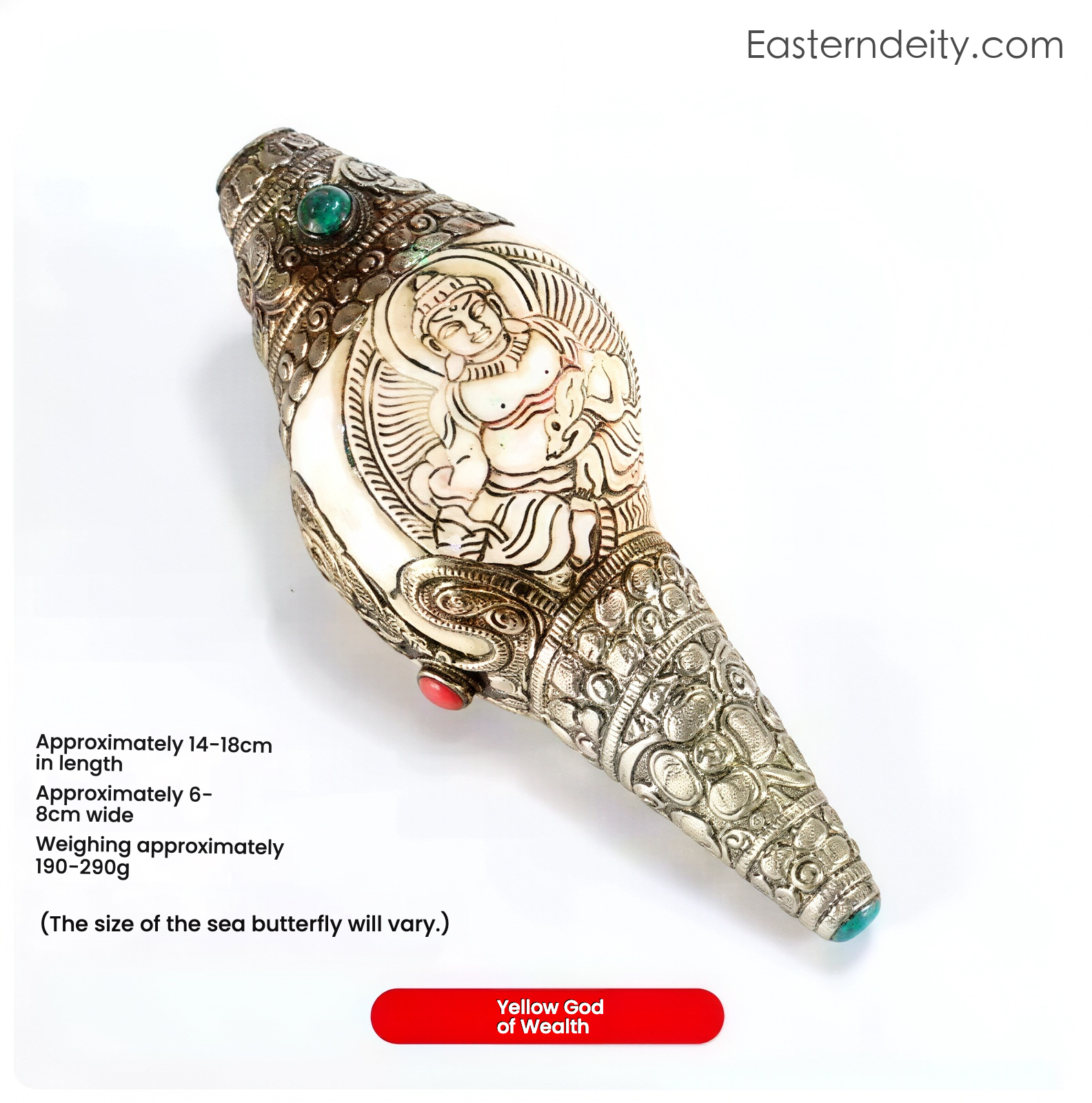 Himalayan Sacred Deity Visage Conch Shell — Decorative Collectible