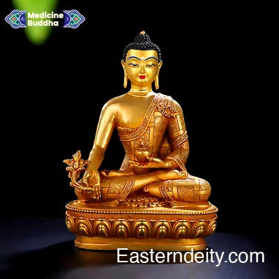 Estatua de Buda antigua de cobre puro rojo dorado forjada a mano en el Himalaya — Objeto decorativo de colección