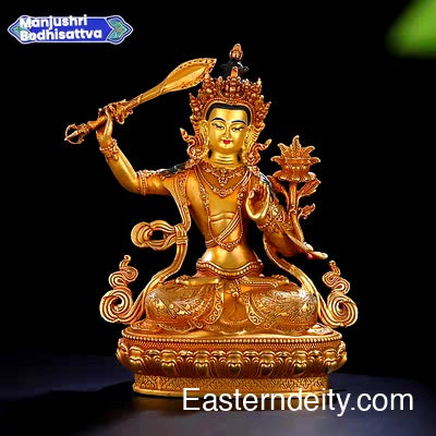 Estatua de Buda antigua de cobre puro rojo dorado forjada a mano en el Himalaya — Objeto decorativo de colección