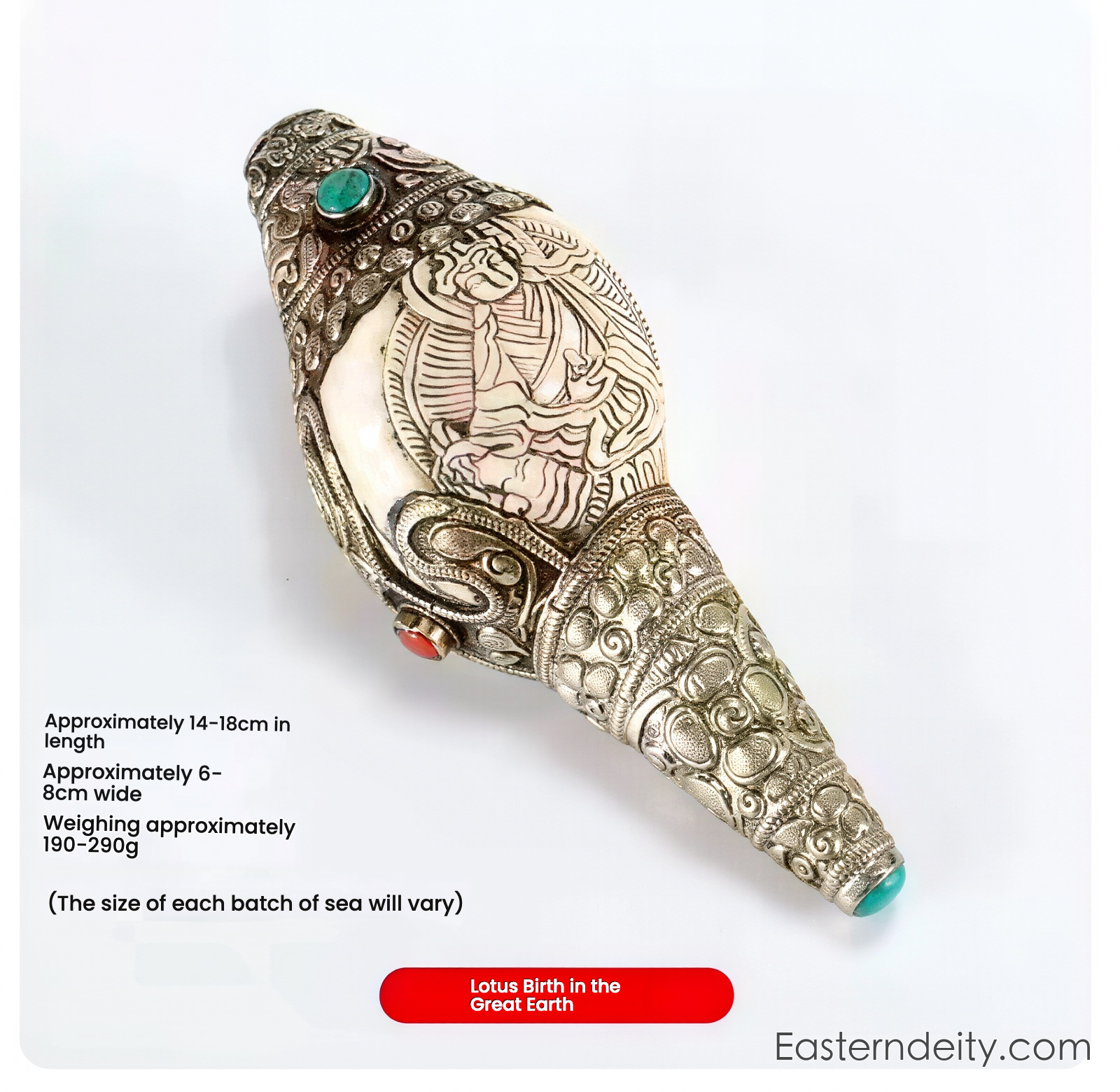 Himalayan Sacred Deity Visage Conch Shell — Decorative Collectible