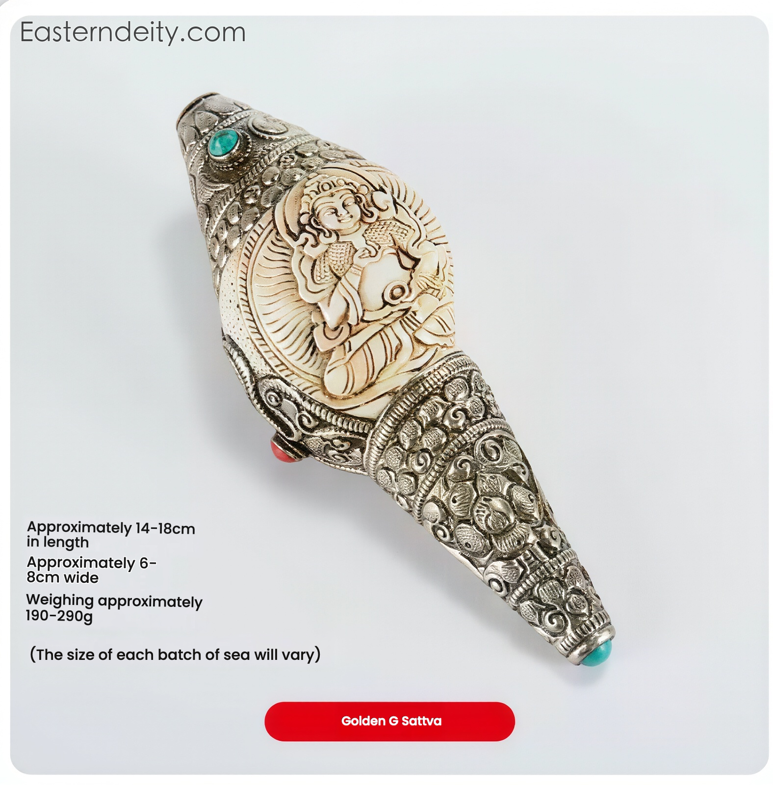Himalayan Sacred Deity Visage Conch Shell — Decorative Collectible