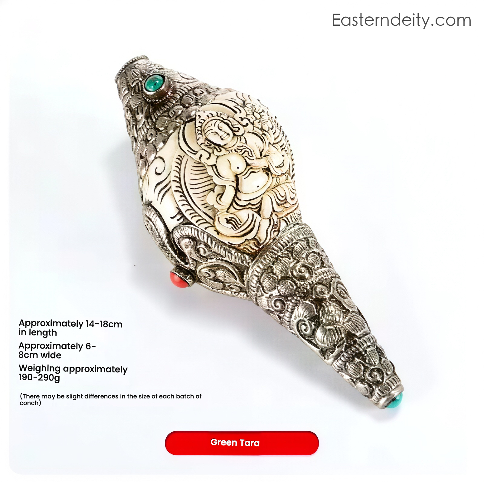 Himalayan Sacred Deity Visage Conch Shell — Decorative Collectible