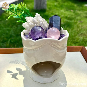 Natuurlijke Amethistkristal en Botanische Kom — Aromatherapie Centraal Stuk