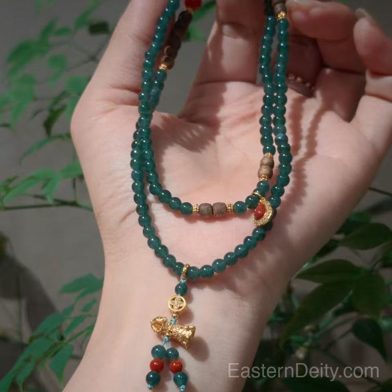 Agarwood Jadeite Bracelet — 18K Gold Spacer · Handcrafted Incense Beads
