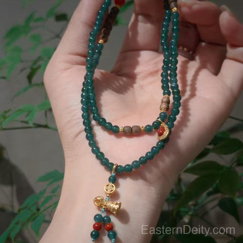 Agarwood Jadeite Bracelet — 18K Gold Spacer · Handcrafted Incense Beads