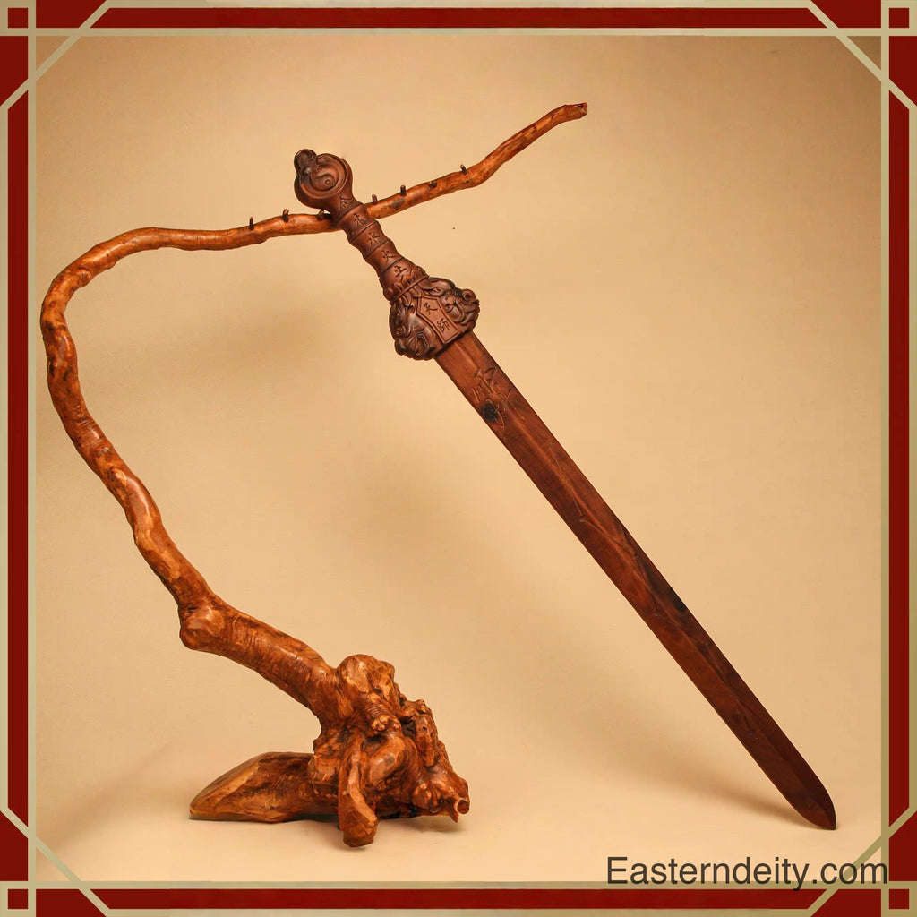 Eastern Handcrafted Ziwei Seal Thunder-Struck Peach Wood Ritual Sword