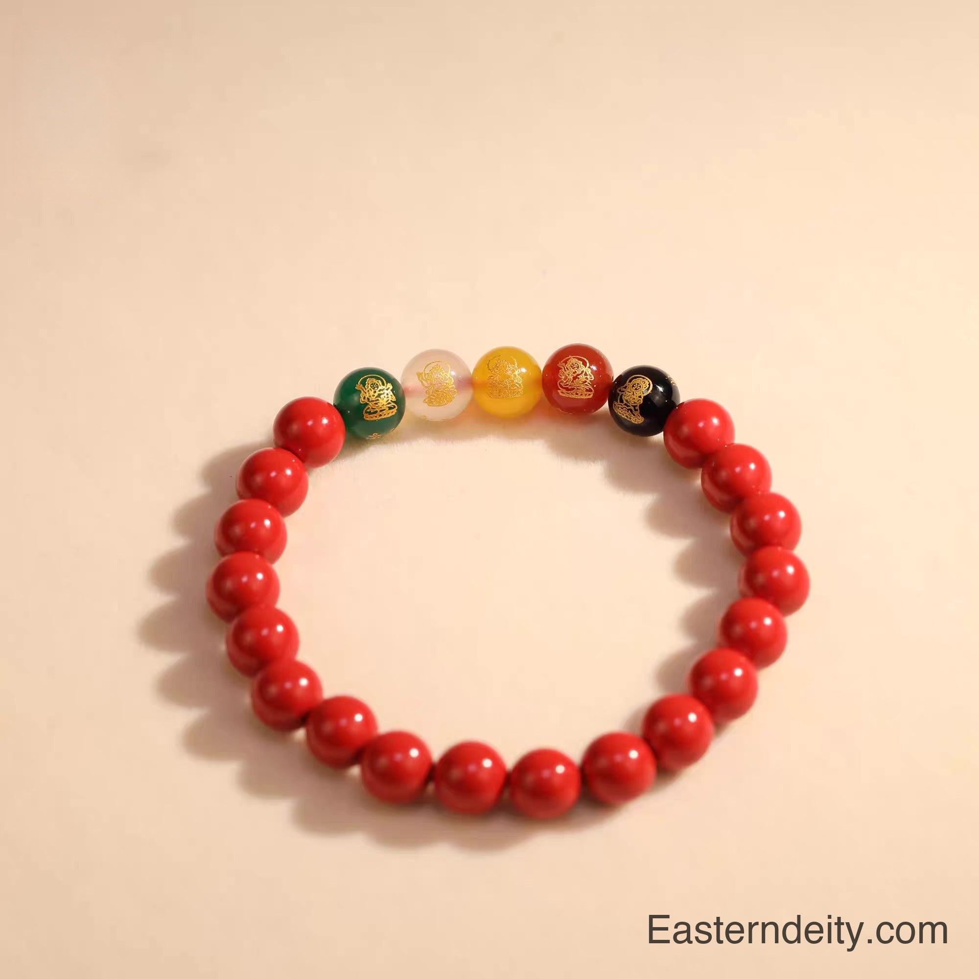 Pulsera de cinabrio de los cinco dioses orientales de la riqueza – Mujer
