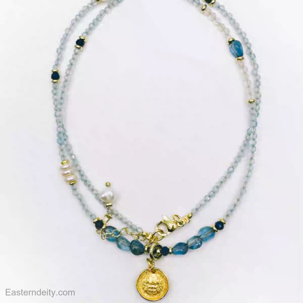 Tibetan Yellow Jambhala Topaz & Pearl Bracelet