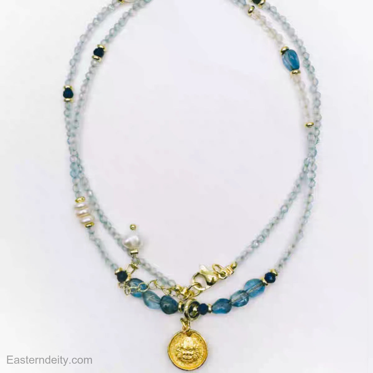 Tibetan Yellow Jambhala Topaz & Pearl Bracelet
