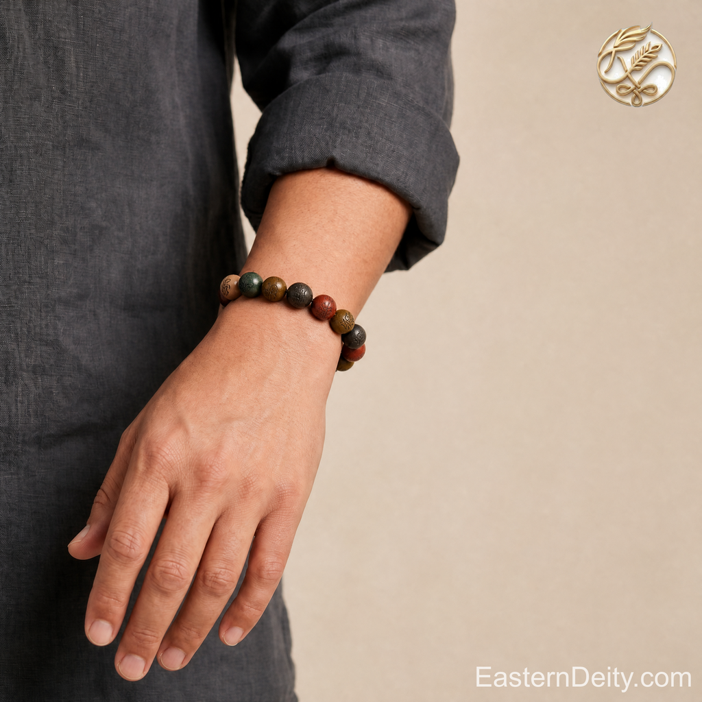 Five-Element Fragrance Bead & Aged Wood Bracelet