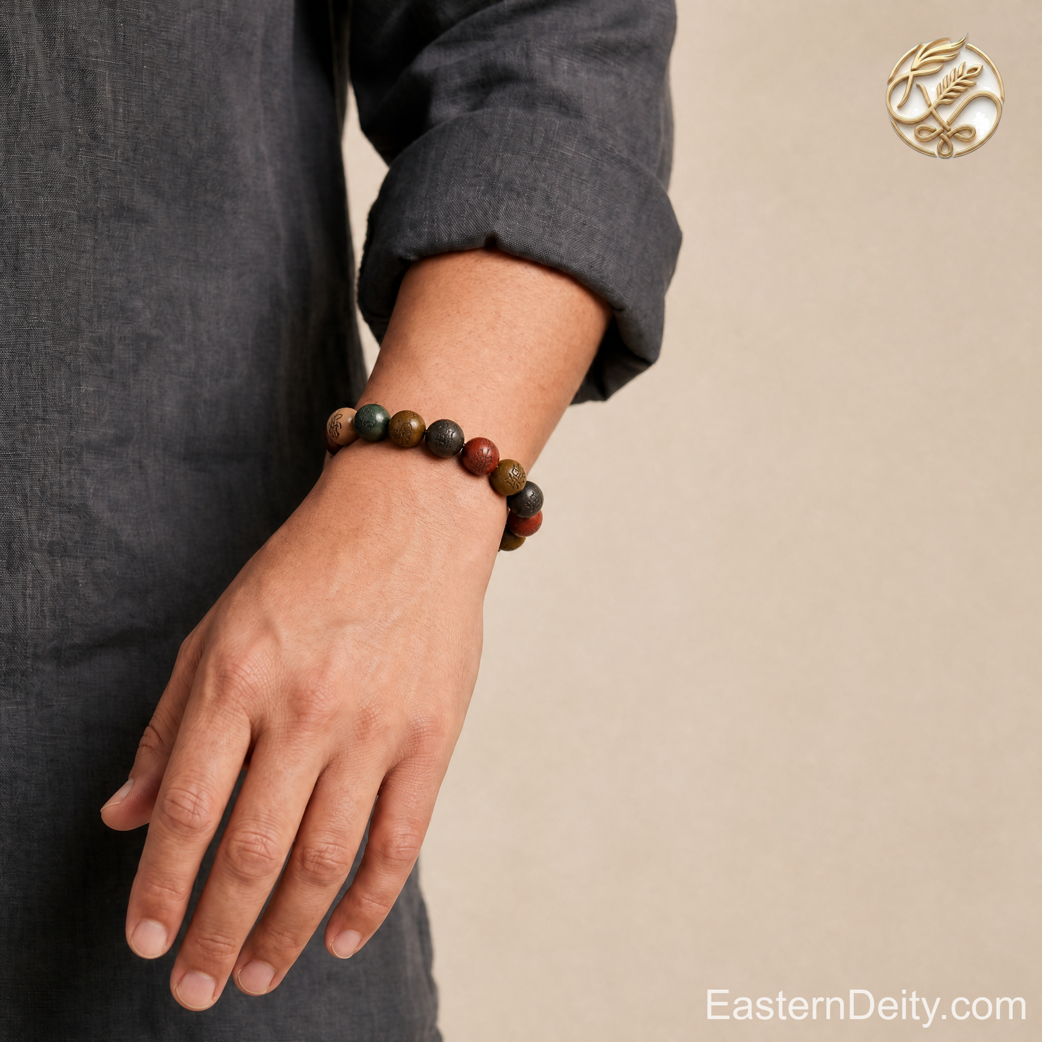 Five-Element Fragrance Bead & Aged Wood Bracelet