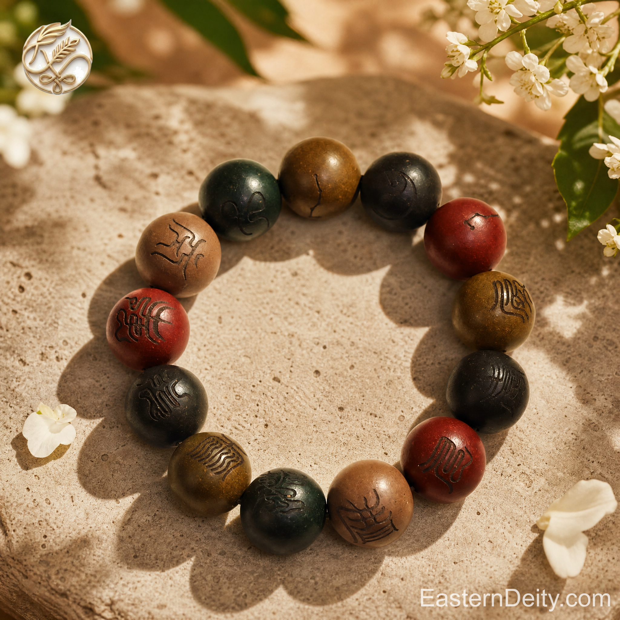 Five-Element Fragrance Bead & Aged Wood Bracelet