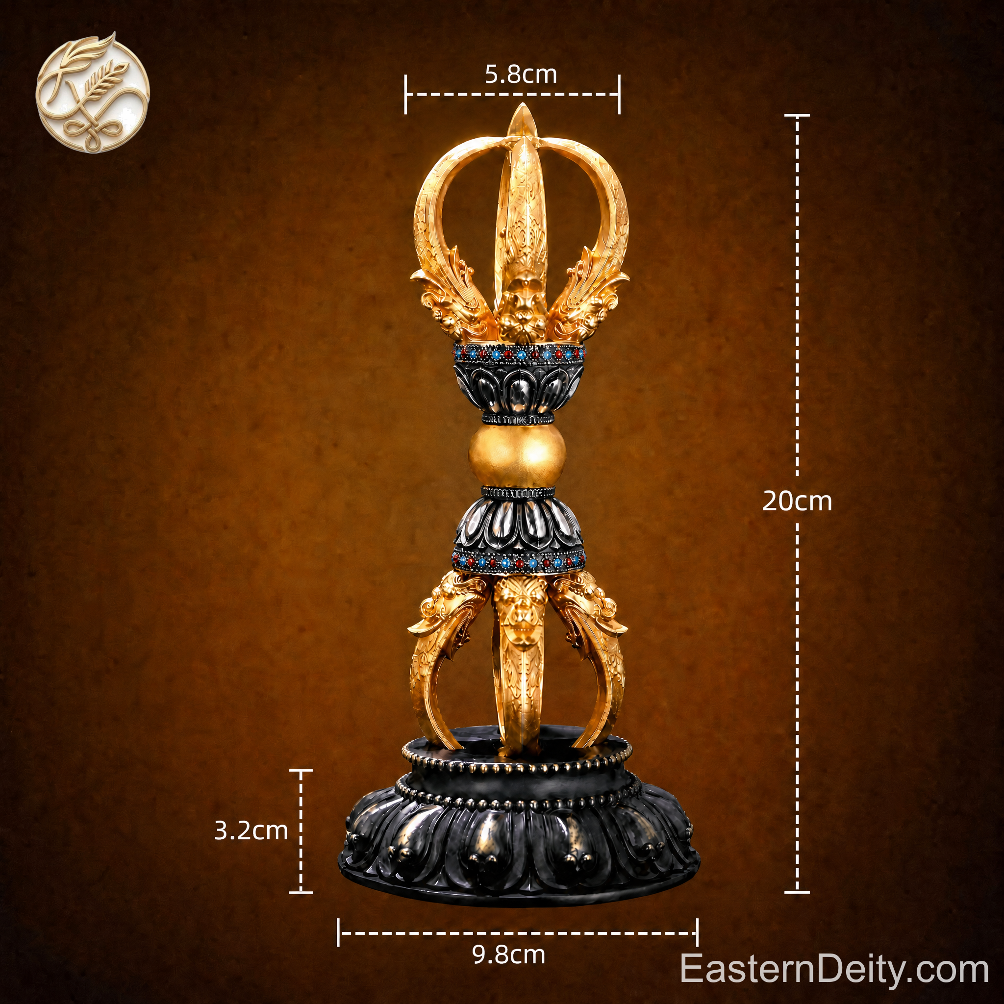 Hand-Forged Pure Copper Five-Prong Decorative Piece