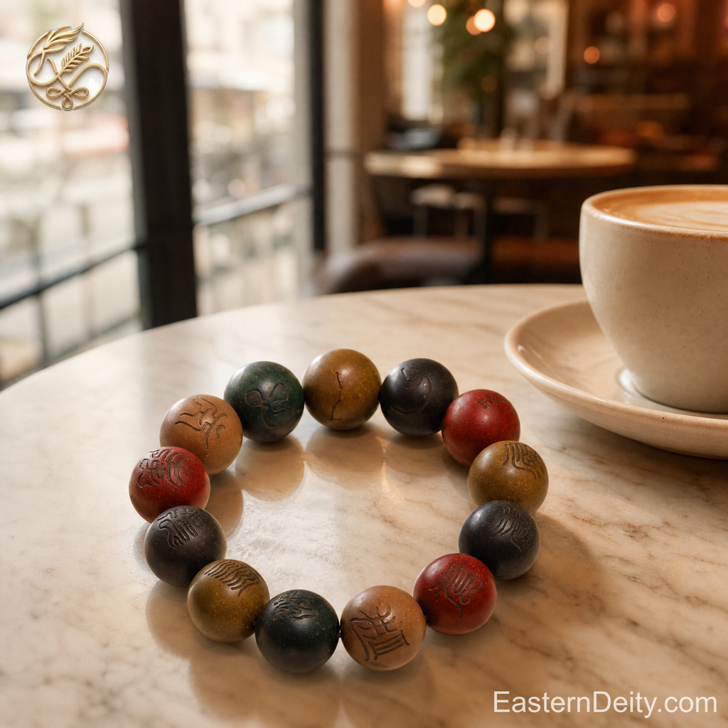 Five-Element Fragrance Bead & Aged Wood Bracelet