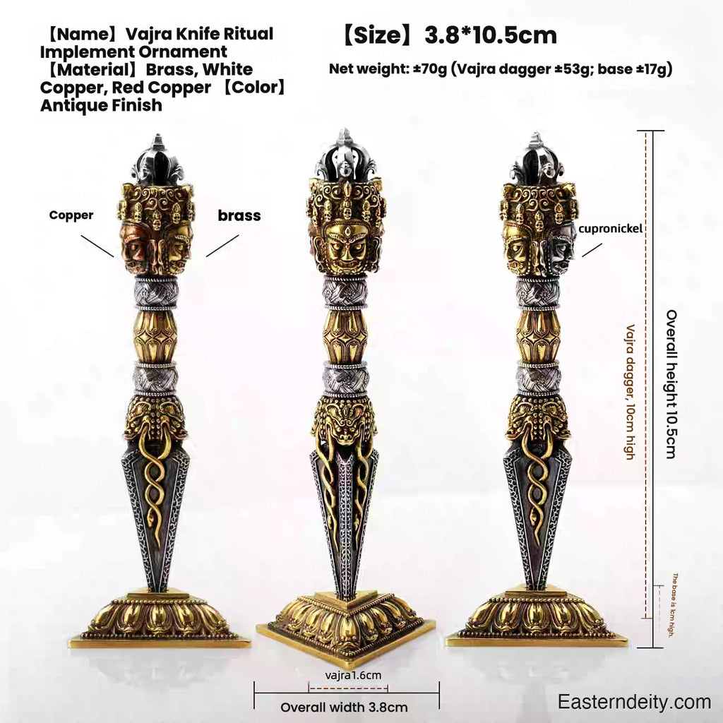 Tri-Tone Copper Phurba — Handcrafted Tibetan Vajra Kilaya