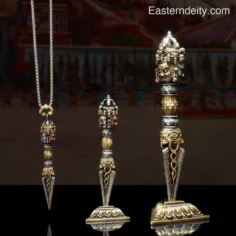 Tri-Tone Copper Phurba — Handcrafted Tibetan Vajra Kilaya