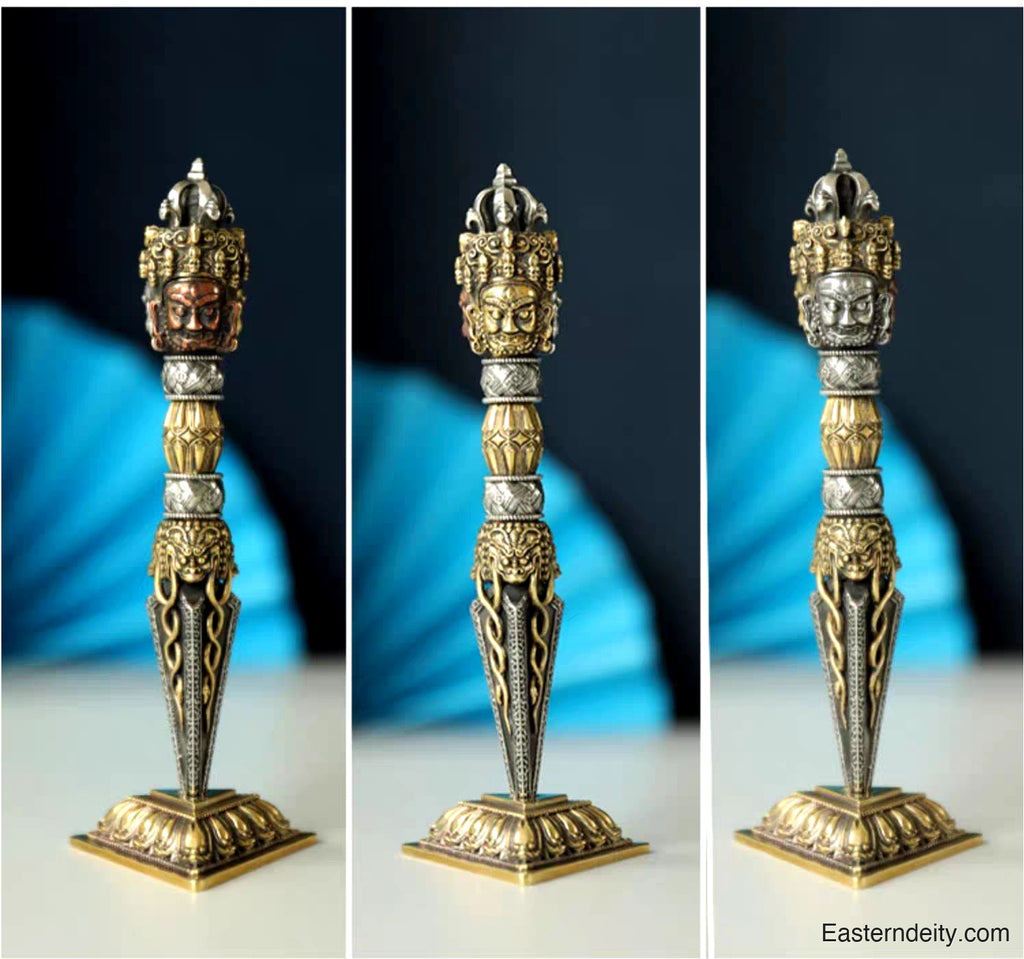 Tri-Tone Copper Phurba — Handcrafted Tibetan Vajra Kilaya
