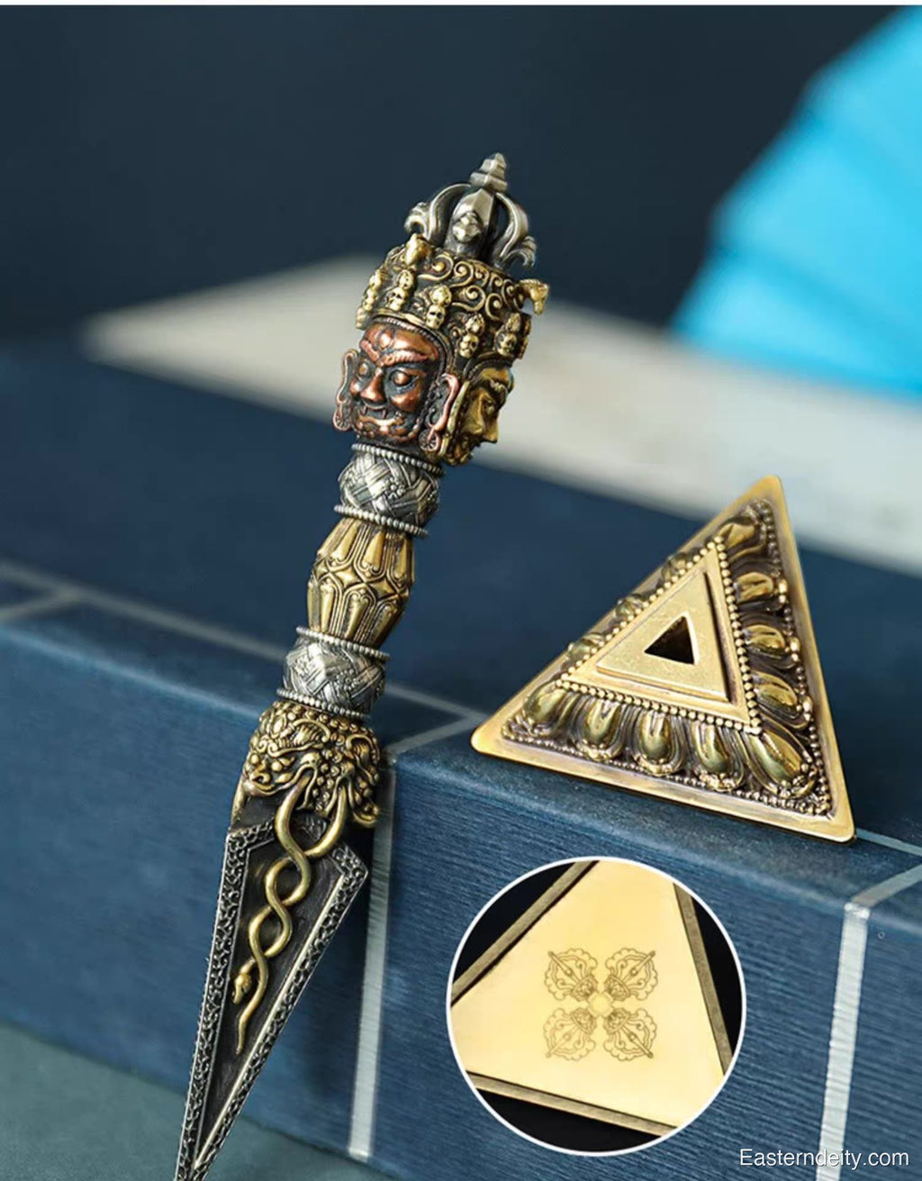 Tri-Tone Copper Phurba — Handcrafted Tibetan Vajra Kilaya