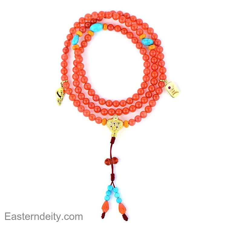 Huai Ye Muni & Miao Yin – Mala-Armband aus 108 natürlichen Karneolen