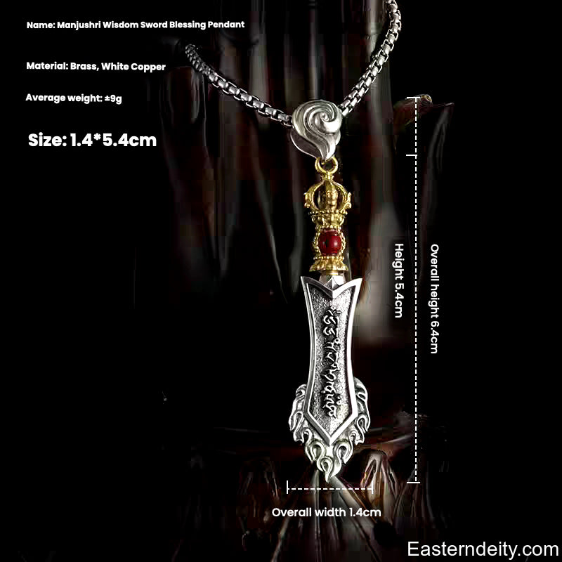 Tibetan Pure Copper Manjushri Wisdom Sword Pendant