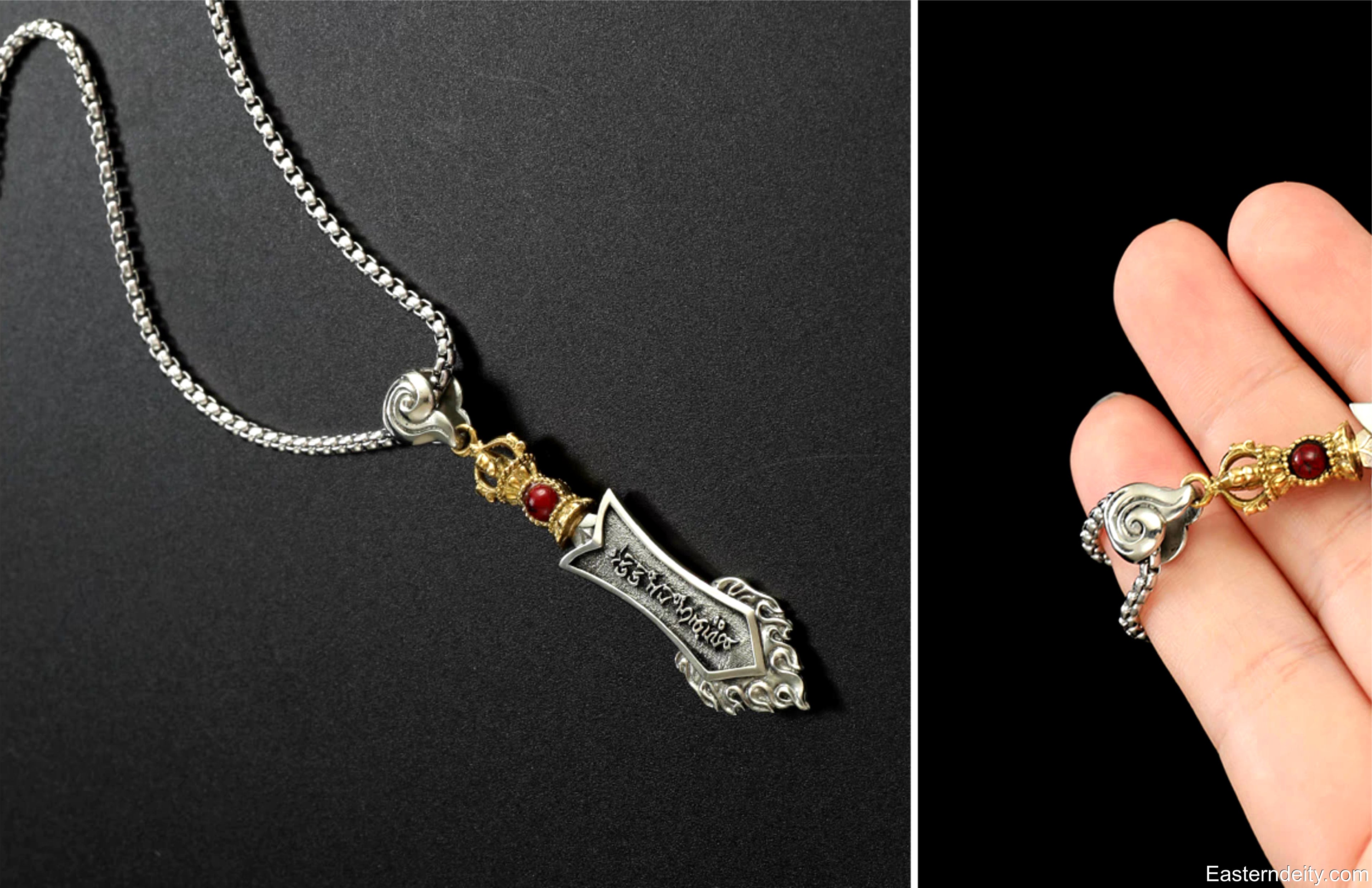 Tibetan Pure Copper Manjushri Wisdom Sword Pendant