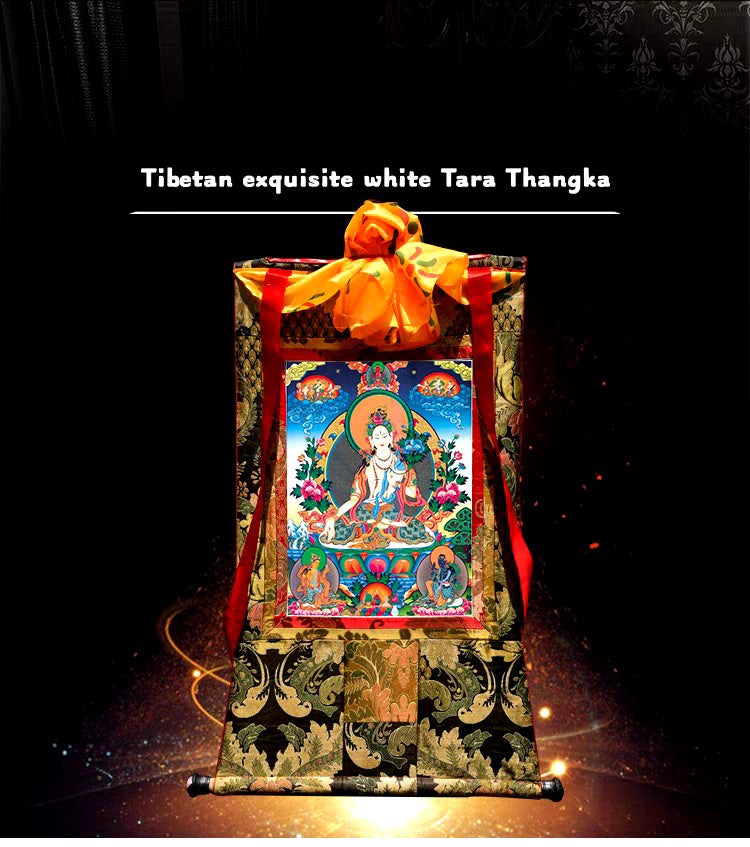 Tibetan Hand-Painted Buddhist Thangka Scroll