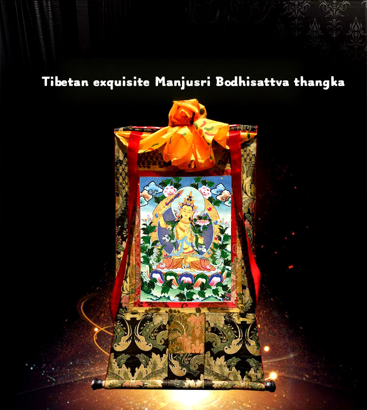 Tibetan Hand-Painted Buddhist Thangka Scroll