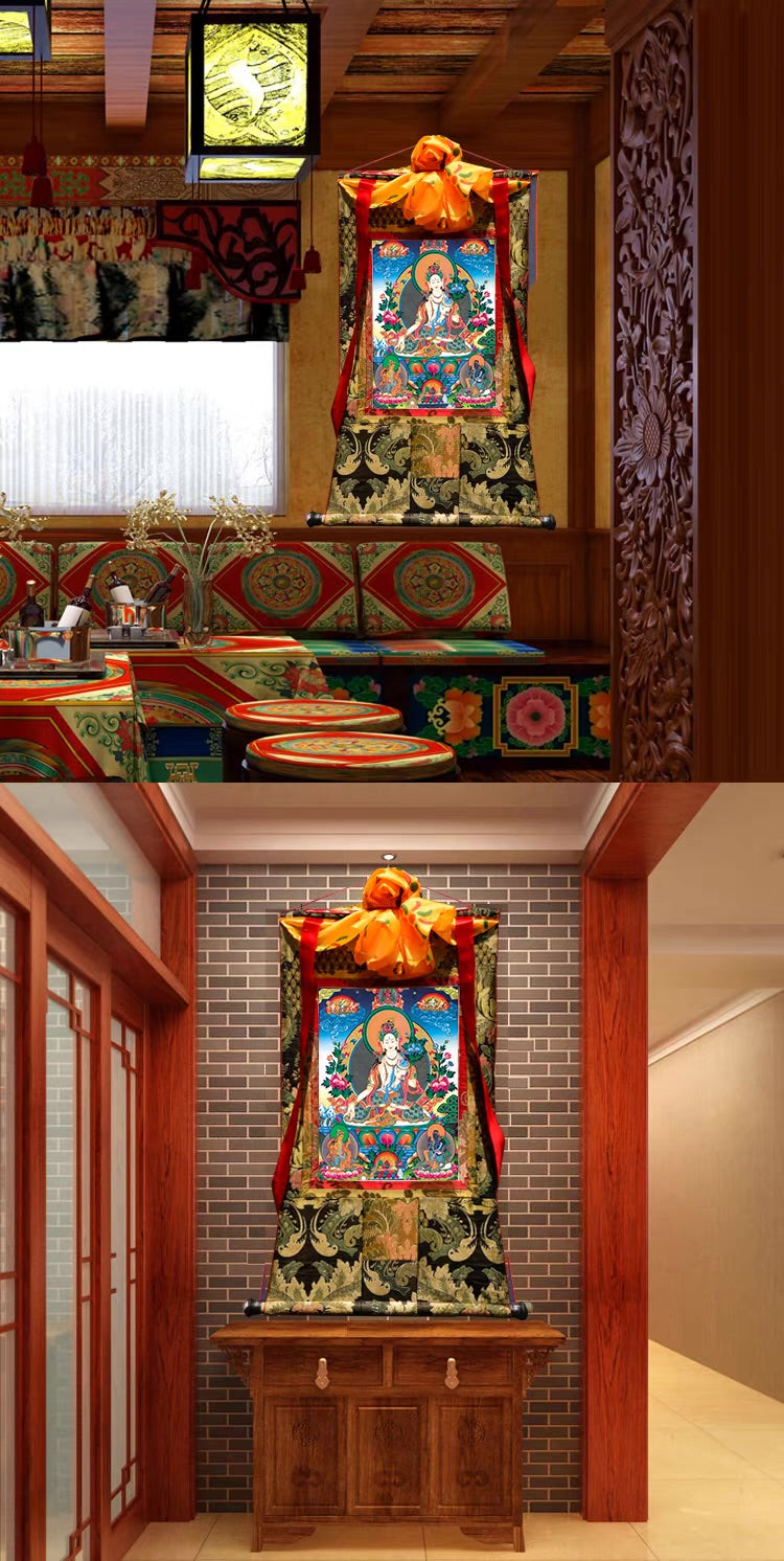 Tibetan Hand-Painted Buddhist Thangka Scroll