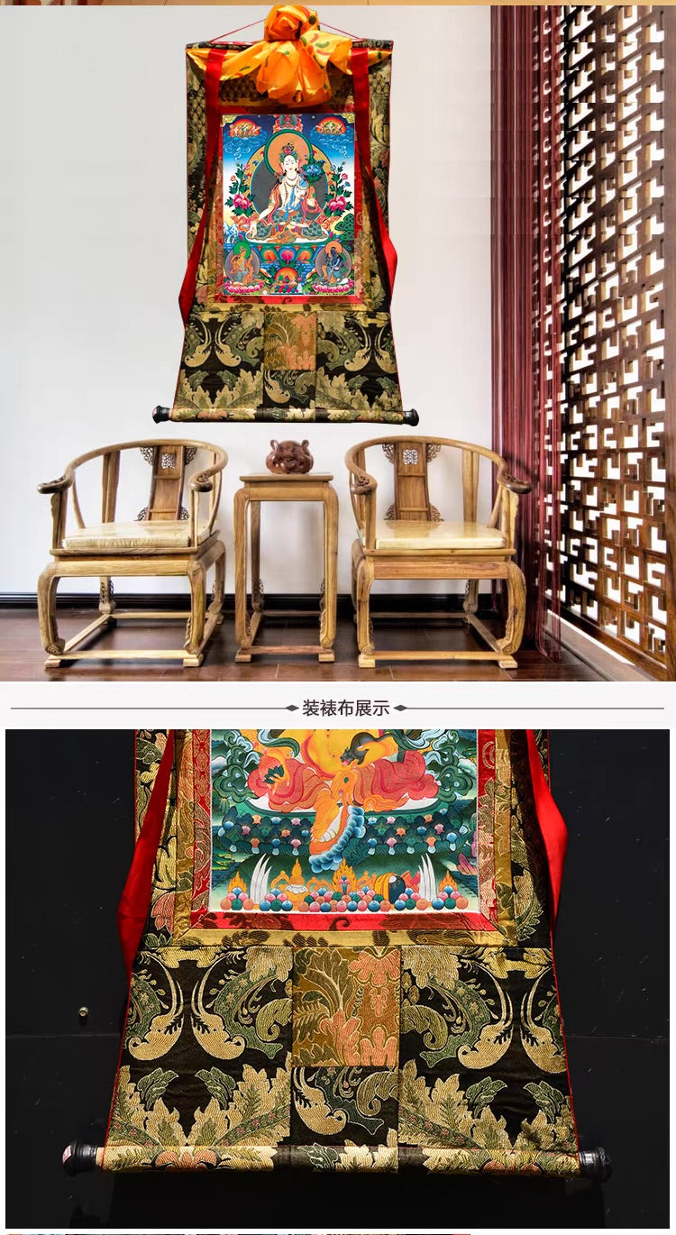 Tibetan Hand-Painted Buddhist Thangka Scroll