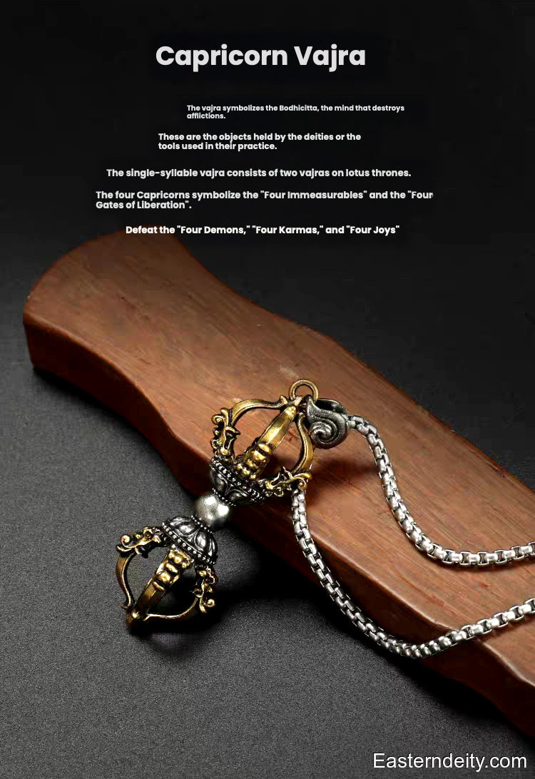 Tibetan Pure Copper Vajra Pendant — Five-Pronged, Cross & Six-Syllable Mantra