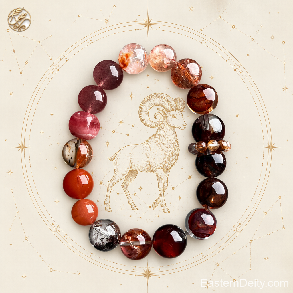 ♈ Aries Zodiac Crystal Bracelet — The Golden Ram